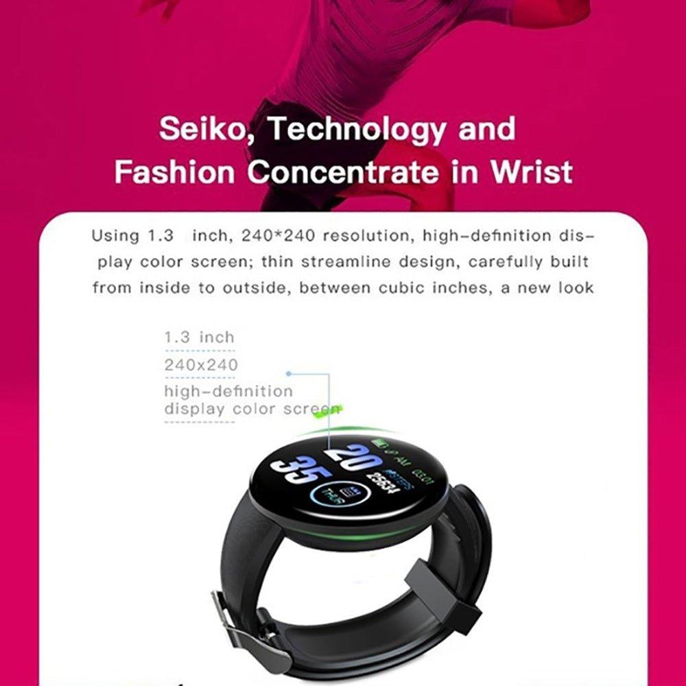 D18 Bluetooth Smart Watch: Heart Rate Monitor, Blood Pressure, Pedometer - UK Exclusive - ShipTrends