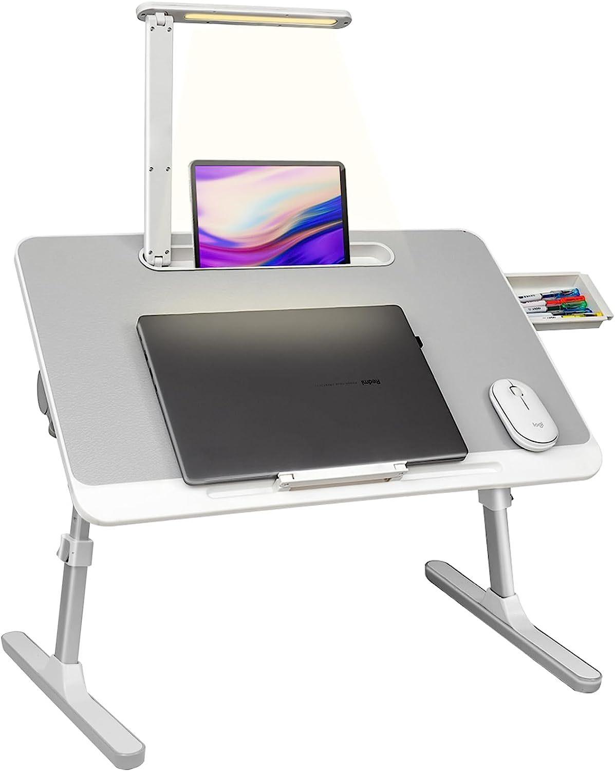 Portable Lap Desk for Laptop: Adjustable Stand with LED Light and Drawer - UK Exclusive - ShipTrends