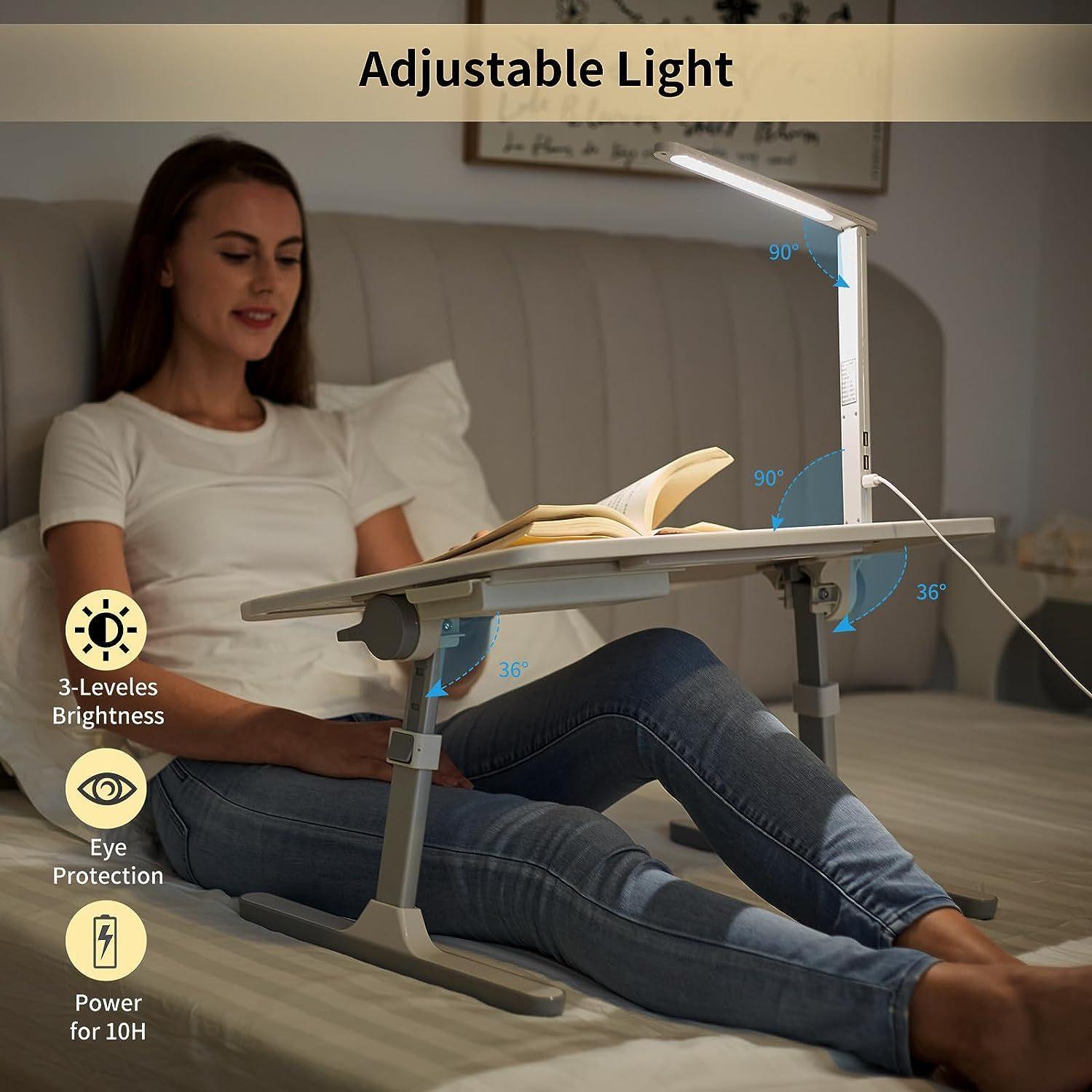 Portable Lap Desk for Laptop: Adjustable Stand with LED Light and Drawer - UK Exclusive - ShipTrends