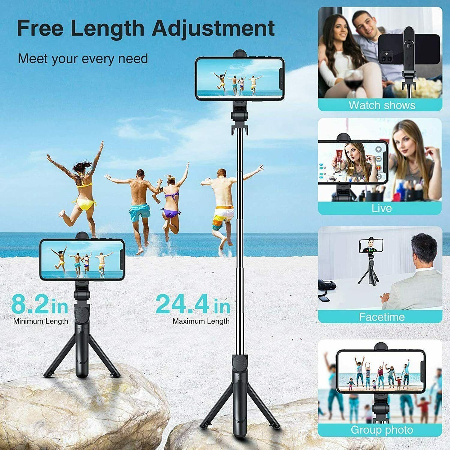 Versatile Telescopic Selfie Stick with Bluetooth Tripod Monopod Phone Holder - UK Exclusive - ShipTrends